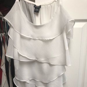 White sheer ruffle top